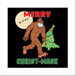 Merry Christmask Sasquatch Mask Social Distance. Posters and Art